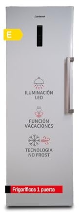 Corberó - Frigorífico 1 Puerta | CCLH18524NFW | 359L | No Frost | Display en Puerta | Luz LED | 2 Crisper XXL | Fresh Box | 4 Botelleros | Tirador Easy Open | 40 Db | Inox