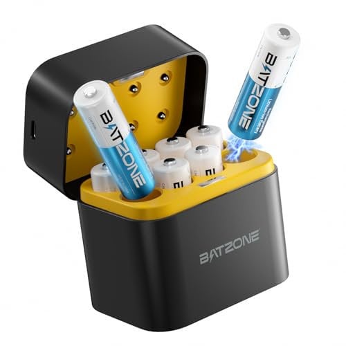 8PCS 1,5V AA Lithium Batterie Ricaricabili con Caricabatterie 8 Slot, 3000mWh Dobbia A Pile Ricaricabili, Ricarica & stoccaggio in Uno