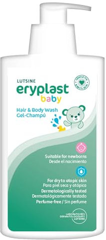Eryplast Gel-Champú 500 ml - Gel de ducha y champú para bebé de 0 a 36 meses - Loción de ducha para pieles delicadas y bebés con piel atópica