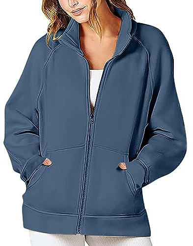 HAOLEI Felpa Donna con Cappuccio Curvy Giacca da Donna 1/4 Zip Felpe con Cappuccio Y2K Giacche con Tasche Leggero e Casual A Maniche Lunghe Maglioni Autunnali con Cerniera Coulisse Felpe Taglie Forti