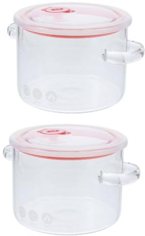 Cabilock 2pcs Glass Soup Pot Large Capacity Heat Resistant Double Handles Cooking Pan