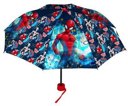 Marvel Spiderman Regenschirm für Kinder, faltbar, hochfest, klassischer Schirm für Jungen und Jugendliche, bunt