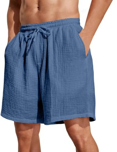Laufshorts für Herren, elastischer Bund, Trainingsshorts, Bermuda, lässig, mit Kordelzug, bequem und atmungsaktiv, marine, M