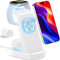 Wireless Charger 3 in 1, bakibo Wireless Charging Station Dock Stand for i Phone 16/15/14/13/12/11 Watch 10/9/8/7/6, Air Pods 3/2/1/pro (with Adapter), White