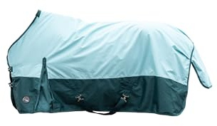 HKM Chester- 600D mit Fleecefutter Weidedecke, Türkis/Grün, 125