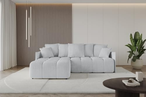 ALTDECOR Ecksofa mit Schlaffunktion und Bettkasten Corner Sofa Bett Eckcouch Couch L-Form Schlafcouch Ausziehbar Wohnlandschaft Schlafsofa Cauchsofa LONLI-L 251x189x68 Grau