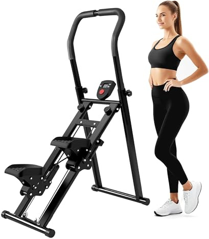 Treppensteiger für Zuhause, Stair Stepper für Home Übung mit LCD-Display, Klappbares Cardio-Trainingsgerät mit Verstellbarem Lenker & Rutschfesten Pedalen, Platzsparendes Design, 150 kg Tragfähigkeit
