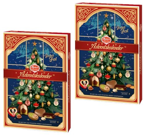 Reber Spezialitäten Adventskalender 2er Set – Premium Confiserie mit Mozart-Kugeln, Constanze Variationen & Mozart Herz’l | Für Genussvolle Adventsmomente