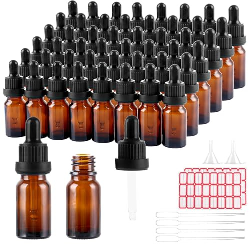 JMIATRY 48 Stück Pipettenflasche 10ml, Tropfflasche, Flasche mit Pipette für Ätherische Öle Aromatherapie-Düfte Flüssigkeit Parfümöle