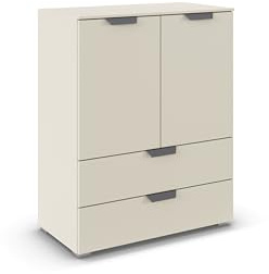 Rauch Möbel ADITIO, Kommode, Farbe Beige, Breite 80 cm | Highboard im modernen Look, 2-türig, 2 Schubladen, Soft-Close-Funktion, für Schlafzimmer, Gästezimmer, Wohnzimmer, Flur