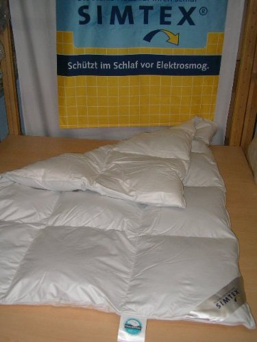 Simtex Daunendecke 135/200 gegen Elektrosmog und Erdstrahlen 100% Gänsedaunen 1a 700 Gramm W 4 bis 5