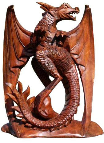 Wogeka - American Dragon - Glücks Drache aus Holz in Handarbeit geschnitzt Feng Shui Drache 04.20