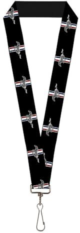 Buckle-Down Damen Schlüsselband – 2,5 cm – Ford Mustang W/Bars Logo Repeat Schlüsselanhänger, Mehrfarbig, Einheitsgröße