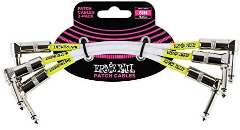 Ernie Ball, Cavo patch, angolato / angolato, 15,24 cm, confezione da 3, bianco