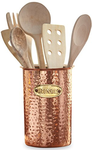 Mud Pie 4585047 Copper Kitchen Utensil Caddy, Aluminum