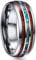 NUNCAD Ringe für Herren Damen aus Wolfram 8mm mit Abalone Muschel Silber Holz Ring für Hochzeit Verlobung Poliert Dom Größe 56(17.8)