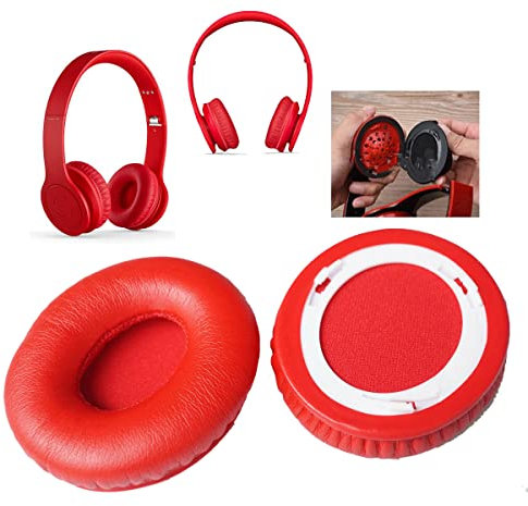 Cuscinetti auricolari in pelle per cuscinetti di riparazione Beats SOLO 1.0 e Solo HD cuffie (paraorecchie/cuscino) cuffie (1 paio) (rosso)