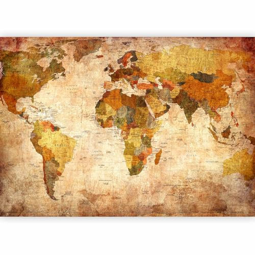 murando Photo Wallpaper Vintage 400x280 cm Non-Woven Premium Art Print Fleece Wall Mural Decoration Poster Picture Design Modern World map k-A-0315-a-a