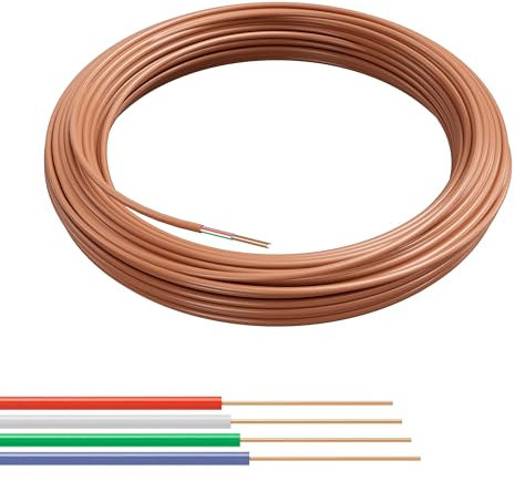THE CIMPLE CO Thermostat Wire 18/4, 10 FT, Solid Copper, 18 Gauge, 4 Conductor, Residential, Commercial and Industrial Rated, 3 Meter, Brown
