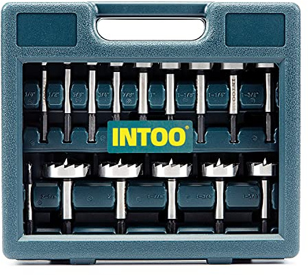 INTOO Hex Shank Forstner Bit Set 16 pcs Multi Sided Shank Wood Drill bit Set