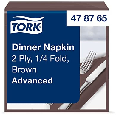 Tork Dinnerservietten Braun, 1/4-Falz, 2‑lagig, 40 cm × 39 cm, 150 Servietten, 478765