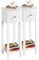 Yaheetech White Slim Bedside Table Set of 2, Narrow Wooden Nightstand with Drawer & Shelf, Tall Telephone Sidetable for Bedroom Living Room Hallway, 25x25x70cm