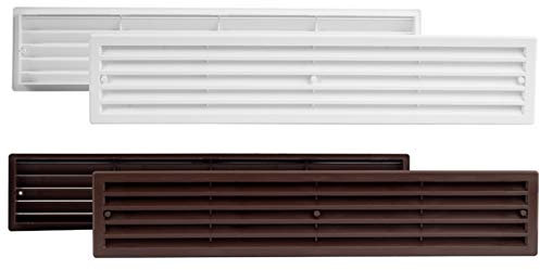 Ventilación para puerta de baño, rejilla de ventilación, rejilla de plástico, 76 mm x 430 mm, color marrón