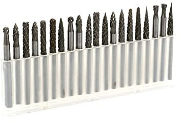 Limas rotativas de carburo cementado - Juego de 20 brocas de carburo de tungsteno para taladrar, tallar y grabar para maquinaria, aviación, construcción naval, productos químicos, etc.