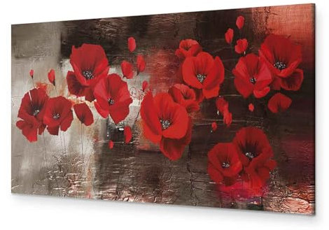 murando - Wandbilder XXL Mohnblumen 90x30 cm 1 tlg - Leinwand Bilder Wohnzimmer großes BIld auf Leinwand Schlafzimmer Kunstdrucke Wandbild Panoramabild - Blumen Pflanzenmotiv wie gemalt b-A-0796-b-a