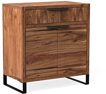 Woodkings Sydney Kommode I BxHxT: 78x48x45 cm aus Massivholz Akazie I kleine Kommode für Wohnzimmer oder Esszimmer I 2-türiger Schrank mit Schublade