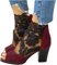 ORANDESIGNE Stivaletti con Tacco Spesso in Pizzo Cavo, Sandali Leggeri Estivi alla Moda da Donna Dietro Stivaletti Corti con Cerniera Punta Tonda Stivali A metà Polpaccio Scarpe C Vino Rosso 42 EU