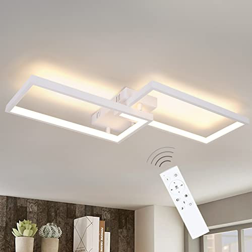 CBJKTX Deckenlampe LED Deckenleuchte Dimmbar mit Fernbedienung 40W Weiß Wohnzimmerlampe aus Metall Modern Design Schlafzimmerlampe küchenlampe für Schlafzimmer Esszimmer Wohnzimmer Flur