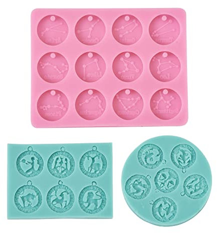 Cheriswelry Silikonformen mit 12 Sternbildern, Sternzeichen, Anhänger, Silikonformen für DIY-Schmuck, Schlüsselanhänger, Basteln, 3 Stück