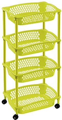 ForenTex Carrito de cocina perfecto para cualquier espacio de almacenamiento en el hogar o el trabajo. (VERDE INTENSO (4 Cestas)