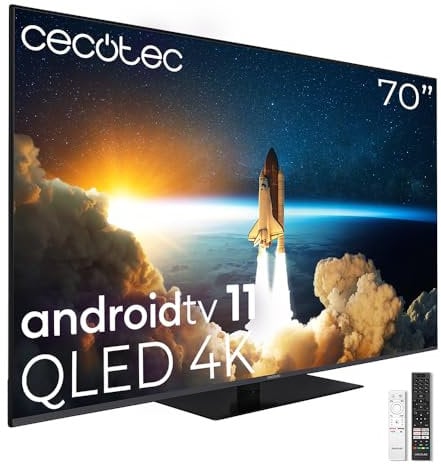 Cecotec Televisor QLED 70 Smart TV V1Z+ Series VQU11070Z+S. Resolución 4K UHD, Sistema Operativo Android TV 11, Subwoofers, Chromecast, HDR10+, Asistente de Voz de Google