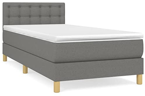 vidaXL Boxspringbett mit Matratze Einzelbett Bett Polsterbett Bettgestell Schlafzimmerbett Bettrahmen Lattenrost Hotelbett Dunkelgrau 100x200cm Stoff