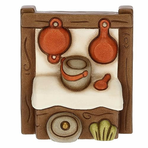 THUN - Banco delle Pentole in Ceramica Decorata a Mano, Linea Presepe Classico, Decorazioni Natale Casa, 7.8x4.4x9.1 cm h