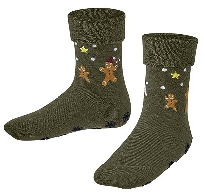 FALKE Unisex Kinder Stoppersocken Gingerbread Boot K Hp Baumwolle Wolle rutschhemmende Noppen 1 Paar, Grün Shire Green 7705, 39/42 EU