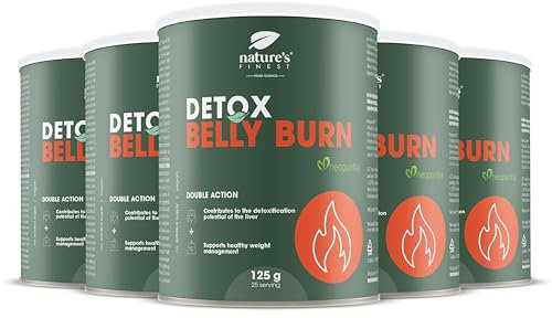 Nature's Finest Detox Belly Burn - Abnehmmittel und Entgiftung Pulver Mit Curcuma, Mariendistel und Artischocken Extrakt Hochdosiert - 125-Tage-Kur (625g)