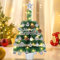 Mini Tabletop Weihnachtsbaum mit Schnee 50cm Künstliche Weihnachtskiefer Baum & Beleuchtung & Weihnachtsball für Weihnachten, Schule, Zuhause, Esstisch Dekor (Alles in einem Set)
