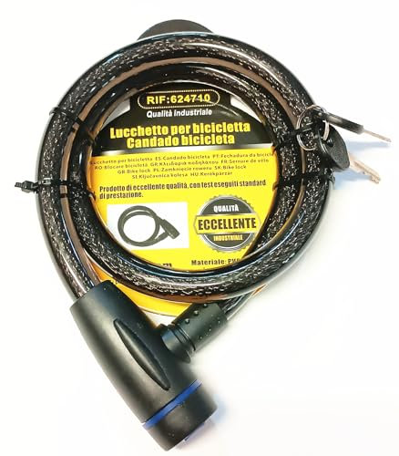Lucchetto per Bicicletta Robusto, Antitaglio, Lungp 80 cm, Diametro da 15 mm. con 2 Chiave