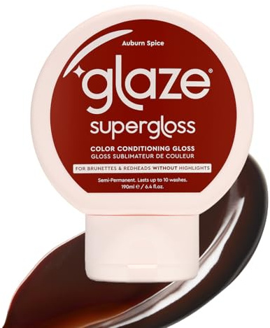 Glaze Supergloss Color Conditioning Gloss – Hydrating Semi-Permanent Colour Hair Gloss & Shine Boost – Colour Depositing Mask - Vegan, Cruelty-Free – 190ml - Auburn Spice - Auburn Red