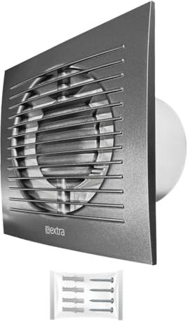H&C VENT Anthracite 4 inch 100mm Extractor Fan with Timer│ Inline Exhaust Fan │For Kitchen Bathroom Shower Toilet Wall Ceiling Window Kit │ Silent Humidity centrifugal fume fan │ Ventilation Duct fan