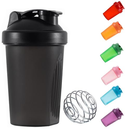 KANGSIT Protein Shaker Bottle 400ml with Stainless Steel Mixing Ball, BPA- and DEHP- free, Leakproof Flip On Lid, Odourless, Temperature Safe, Dishwasher Safe