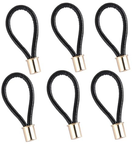 6 Stück Lederschnur-Griff für Schublade Versteckt,Möbelgriff Lederschlaufe Geflochtene Kordel Knopf Schrankgriff für Kleiderschrank,Küche und Tür,stilvolles Heimwerkerzubehör (Black)