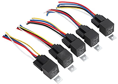 12 V DC Auto-Relais, Kfz-Relaisschalter-Kabelbaum-Set, 5 Stück, 5-polige Auto-Sicherheitsrelais-Relaisbox Für Steuerung, Alarme, Hupe