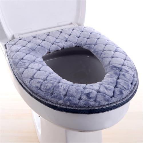 Treer Toilet Seat Cover Pads, Thicker Soft Toilet Seat Cushion Warmer Washable Bathroom Toilet Seat Covers Reusable Cushion for Winter Universal Size (1pc,grey)