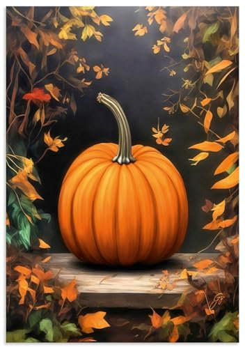 ARTland Wandbild Alu Verbundplatte für Innen & Outdoor Bild 90x130 cm Halloween Deko Kürbis Garten Pflanzen Gemüse Herbst Erntedankfest U5AF