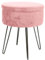 Harbour Housewares Velvet Round Foot Stool with Storage - Pink with Black Legs - Modern Dressing Table Pouffe Footstool Vanity Seats Vanity Chairs Footstools for Living Room, Bedroom