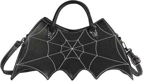 NEEVAS Fashion Girl Gothic Schwarz Fledermaus Herz Flügel Rucksack Goth Punk Spitze Flügeltasche, Schwarz
